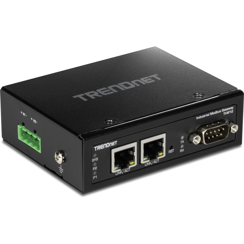 TRENDnet 1-Port Fast Ethernet Industrial Modbus Gateway, 1 x Serial DB-9 Port, 2 x Fast Ethernet Ports, Up to 100m (328 ft), IP30 Rated Housing, Extreme Temperature Protection, Black, TI-M12 - Thumbnail 4