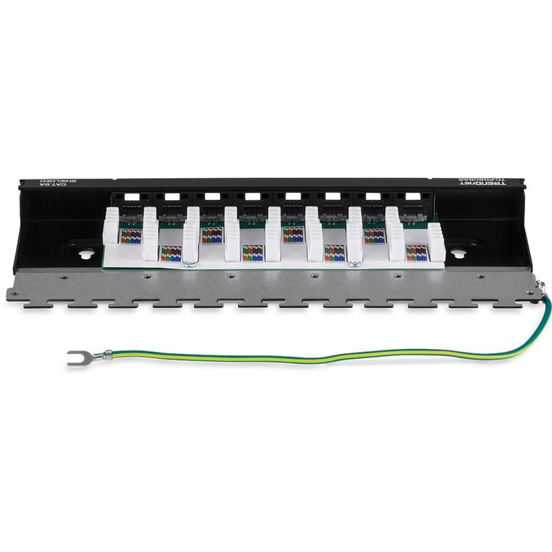 TRENDnet 8-Port Cat6A Shielded Patch Panel, Wall Mount Ready, 10G Ready, Cat5e,Cat6,Cat6A Compatible, Metal Housing, Color-Coded Labeling for T568A & T568B Wiring, Cable Management, Black, TC-P08C6AS - Thumbnail 4