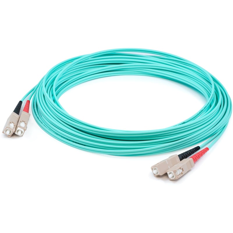 AddOn 2m SC to SC Aqua OM4 Duplex LSZH Fiber Patch Cable - Thumbnail 1