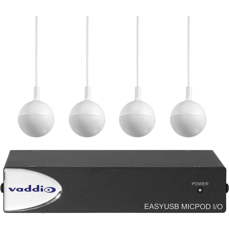 Vaddio EasyUSB MicPOD I/O Interface - With Four CeilingMIC Conference Microphones - White - Thumbnail 1