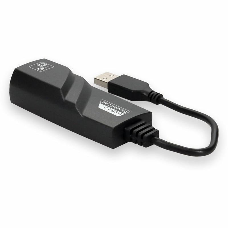 AddOn USB A 2.0 Male to RJ-45 Female Gray & Black Adapter - Thumbnail 3