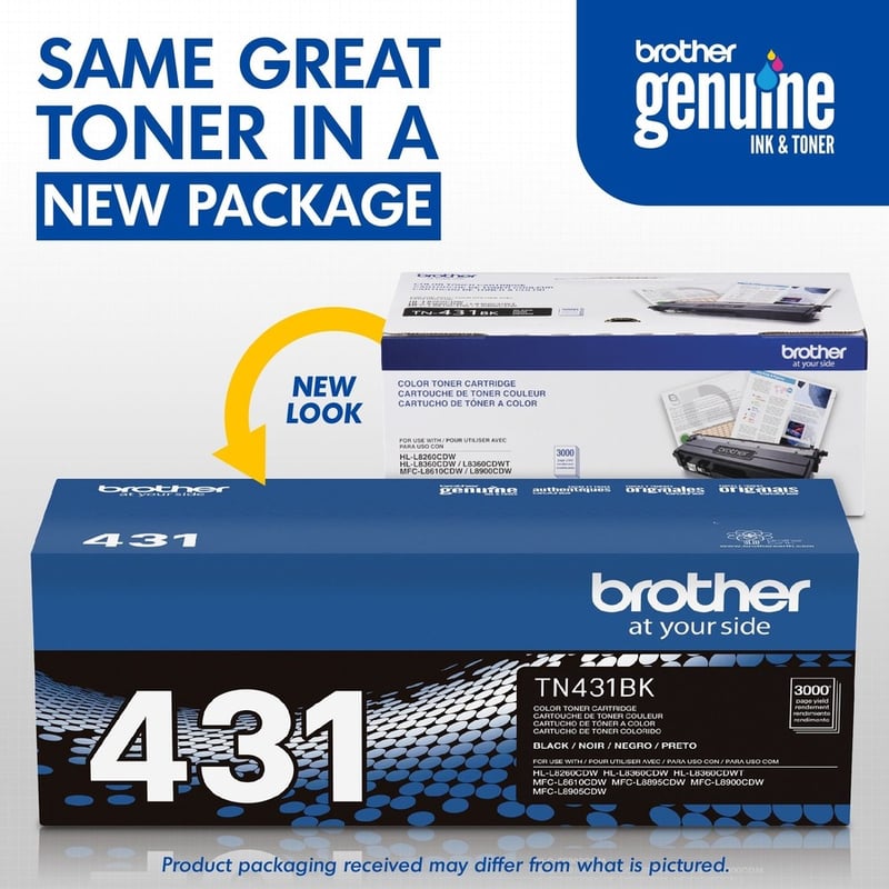 Brother TN431BK Original Standard Yield Laser Toner Cartridge - Black - 1 Each - Thumbnail 3