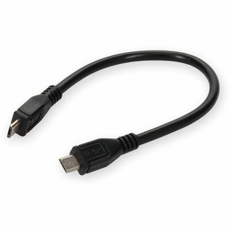 AddOn 1ft Micro-USB B 2.0 Male to USB A 2.0 Male Black Cable - Thumbnail 1