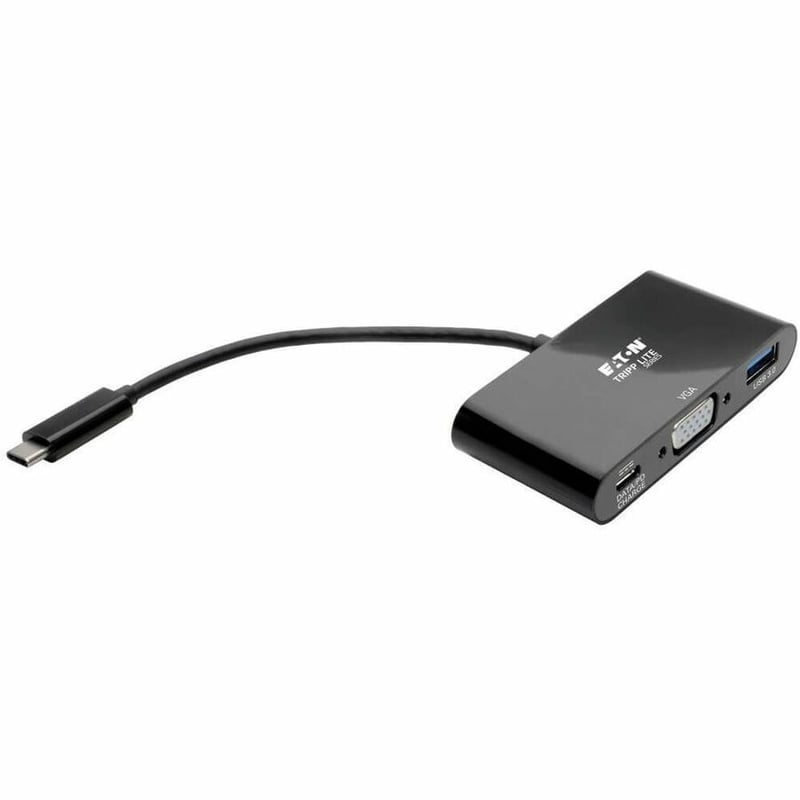 Tripp Lite by Eaton USB C to VGA Multiport Adapter Converter w/ USB Hub PD Charging 1080p Black, Thunderbolt 3 Compatible, USB Type C, USB-C, USB Type-C - Thumbnail 3