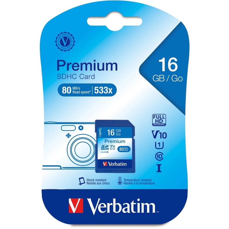 Verbatim 16GB Premium SDHC Memory Card, UHS-I Class 10 - Thumbnail 2
