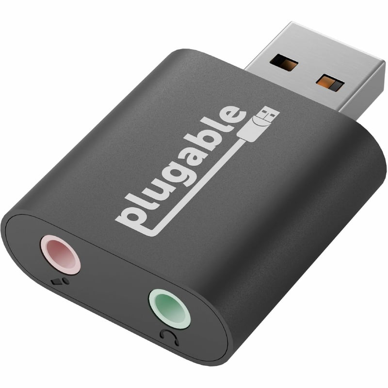 Plugable USB Audio Adapter with 3.5mm Speaker-Headphone and Microphone Jack, Add an External Stereo Sound Card to Any PC - Thumbnail 1