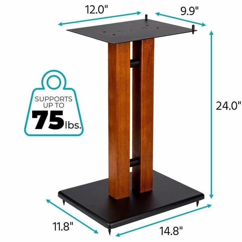 MONOLITH BY MONOPRICE 24IN CHERRY WOOD SPEAKER STAND WITH ADJUSTABLE TOP PLATE - Thumbnail 5