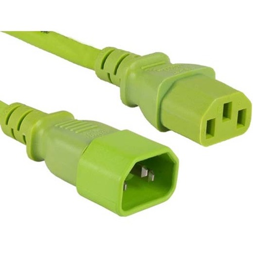ENET C13 to C14 3ft Green Power Extension Cord / Cable 250V 18 AWG 10A NEMA IEC-320 C13 to IEC-320 C14 3'