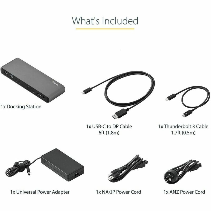 StarTech.com Thunderbolt 3 Dock - Dual Monitor 4K 60Hz TB3 Laptop Docking Station with DisplayPort - 85W Power Delivery - 3x USB 3.0, GbE