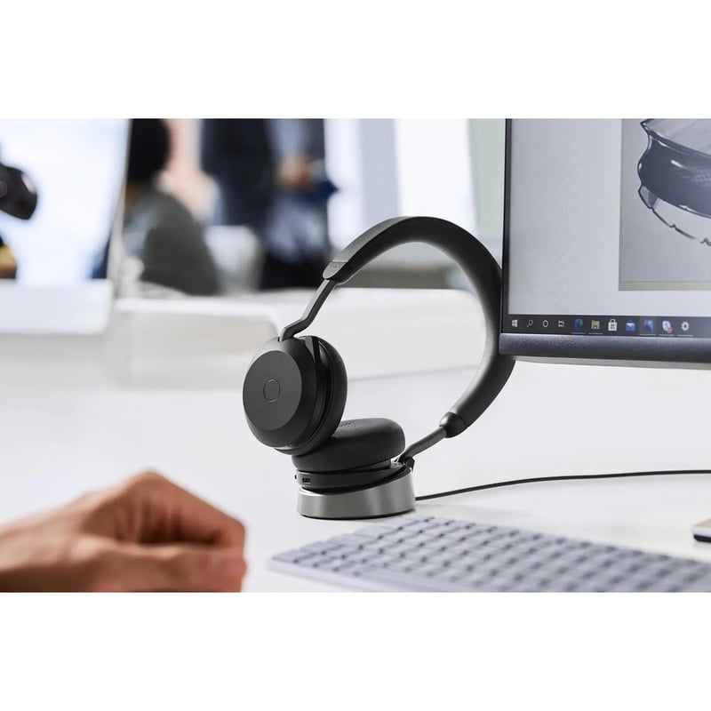 Jabra Evolve2 75 Wireless On-ear Stereo Headset - USB-A - For MS Teams - Black - Binaural - Ear-cup - 3000 cm - Bluetooth - 20 Hz to 20 kHz - MEMS Technology Microphone - Noise Cancelling - Thumbnail 3