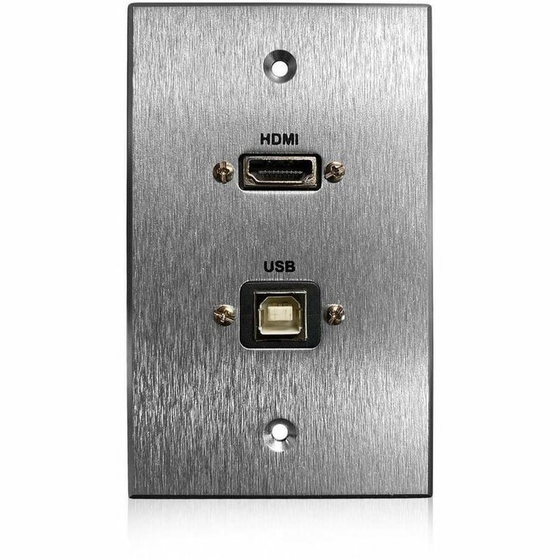 HDMI USB-B 2.0 PASS THRU W/ PIGTAIL SINGLE GANG ALUMINUM WALLPL - Thumbnail 3