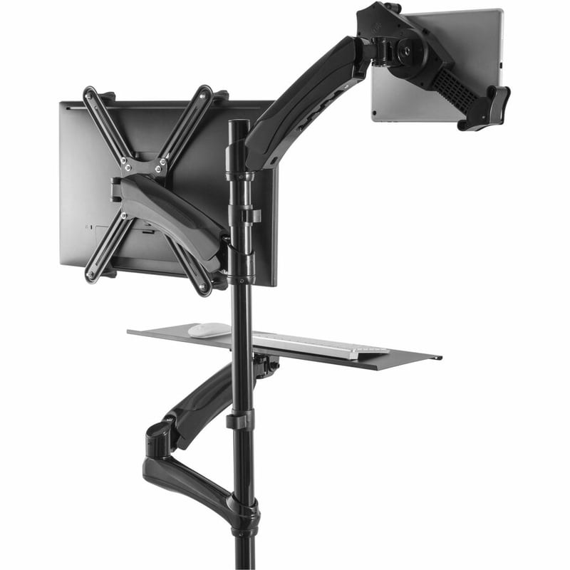 CTA Digital 2-in-1 Adjustable Monitor and Tablet Mount Stand with Keyboard Tray - Thumbnail 2