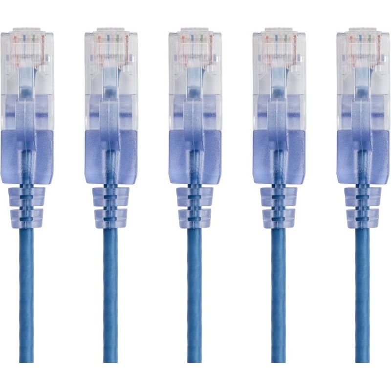SLIM CAT6A PATCH CABLE,5-PACK_14FT BLUE - Thumbnail 1