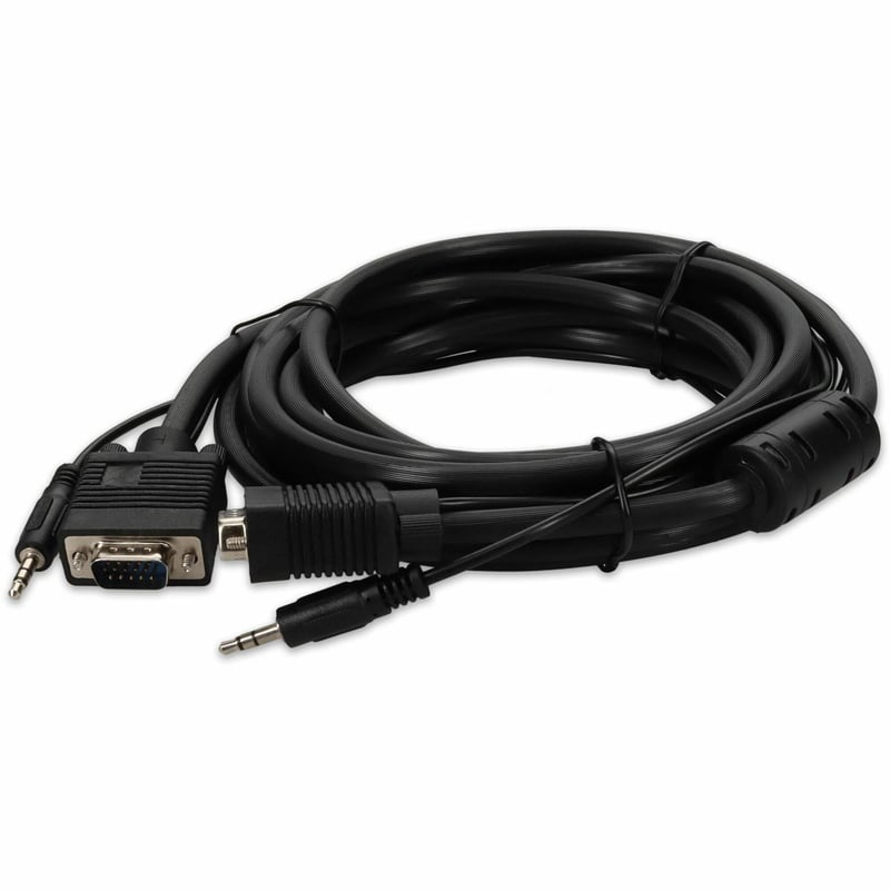 15ft VGA Male to VGA Male Black Cable Which Includes 3.5mm Audio Port For Resolution Up to 1920x1200 (WUXGA) - Thumbnail 1
