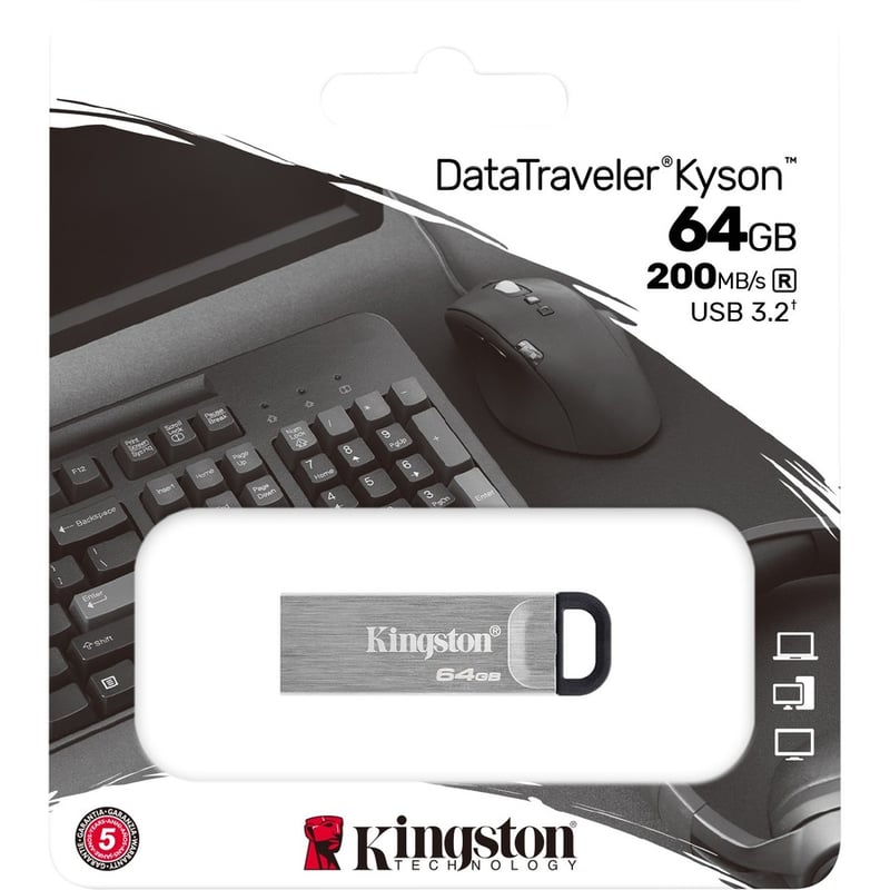 Kingston DataTraveler Kyson 64GB USB 3.2 (Gen 1) Type A Flash Drive - Thumbnail 2