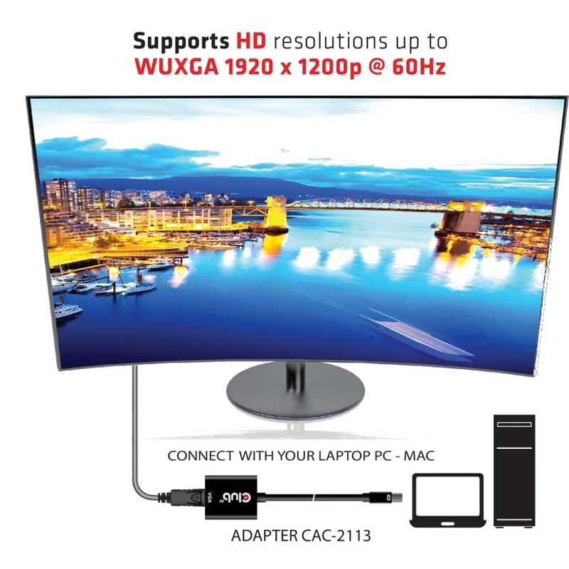Club 3D MiniDisplayPort to VGA Black Active Adapter M/F - Thumbnail 5