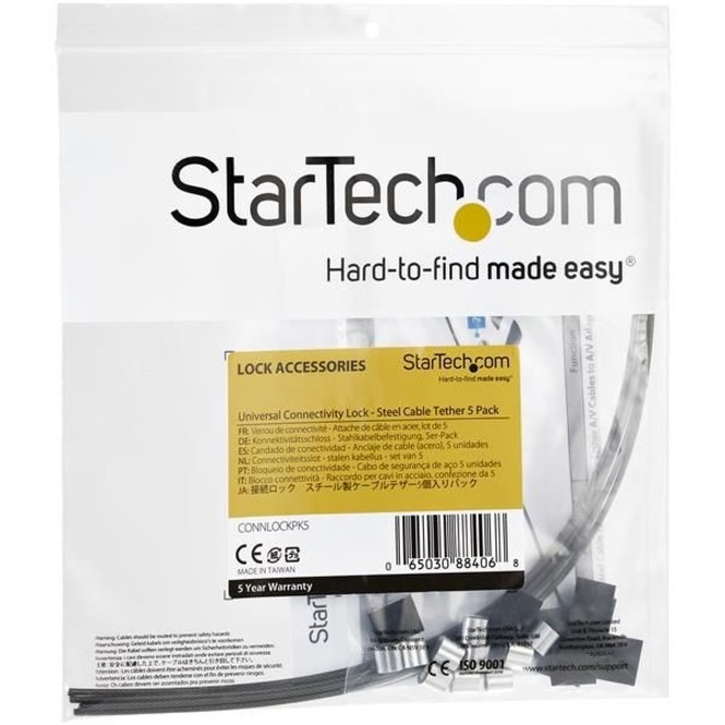 StarTech.com 5-Pack Security Cable Tethers for Adapters & Dongles - Universal Cable Tether Kit - Steel Tether Cable Lock - Anti-Theft - Thumbnail 4