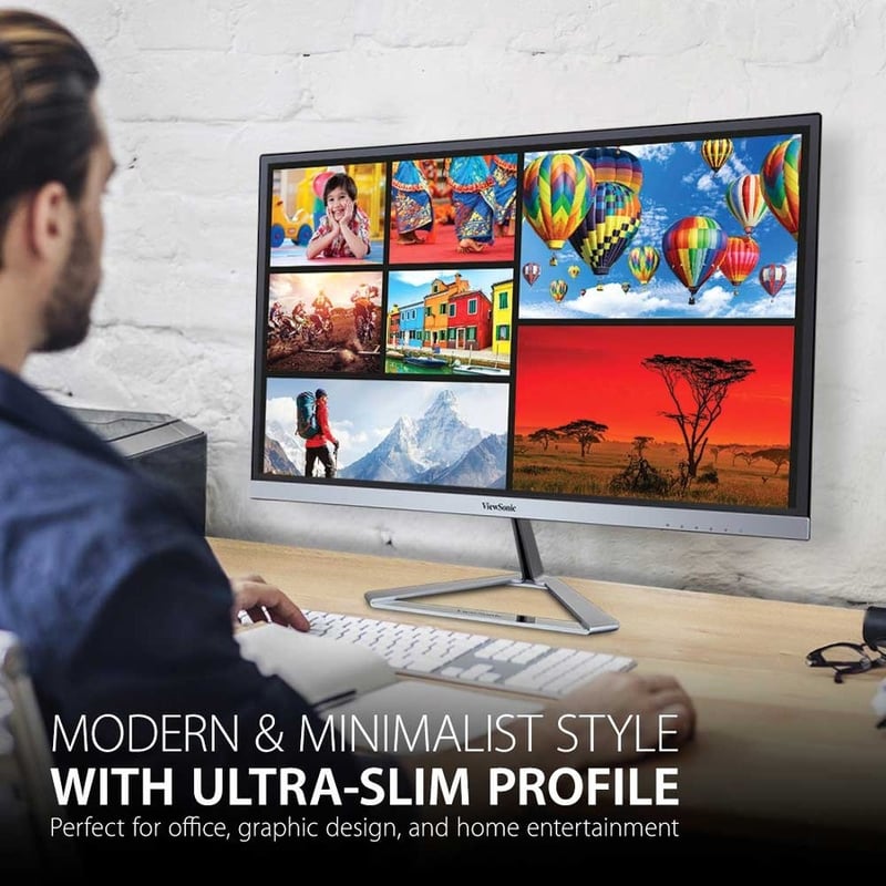 ViewSonic VX2476-SMHD 24 Inch 1080p Widescreen IPS Monitor with Ultra-Thin Bezels, HDMI and DisplayPort - Thumbnail 2
