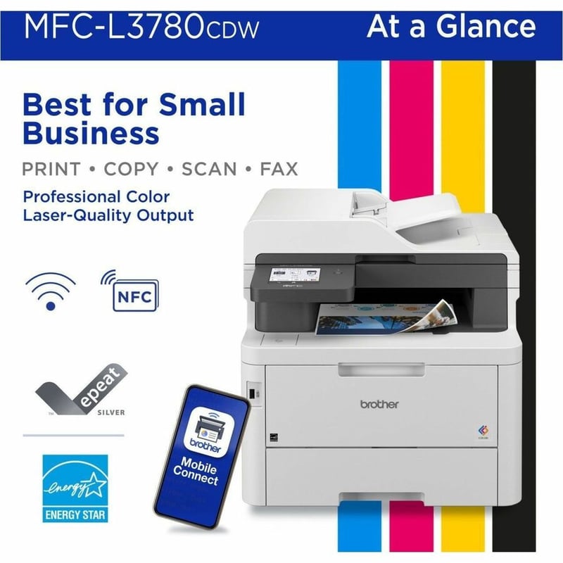 Brother MFC-L3780CDW Wireless Digital Color All-in-One Printer with Laser Quality Output, Copy, Scan, and Fax, Single Pass Duplex Copy and Scan, Duplex and Mobile Printing, Gigabit Ethernet - Thumbnail 2