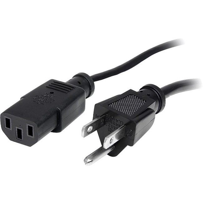 StarTech.com 1ft (30cm) Computer Power Cord, NEMA 5-15P to C13, 10A 125V 18AWG, Black Replacement AC PC Power Cord, TV/Monitor Power Cable - Thumbnail 1
