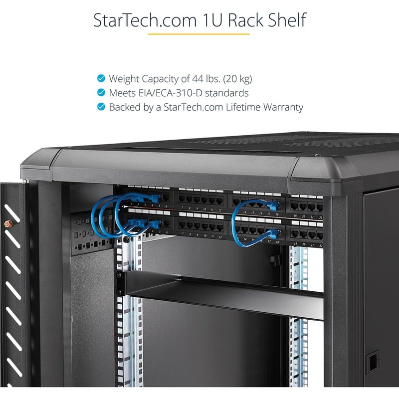 StarTech.com 1U Server Rack Cabinet Shelf - Fixed 16" Deep Cantilever Rackmount Tray for 19" Data/AV/Network Enclosure w/cage nuts, screws - Thumbnail 5