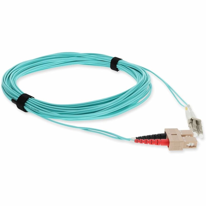 AddOn 0.5m SC to LC Aqua OM4 Duplex OFNR (Riser-Rated) TAA Fiber Patch Cable