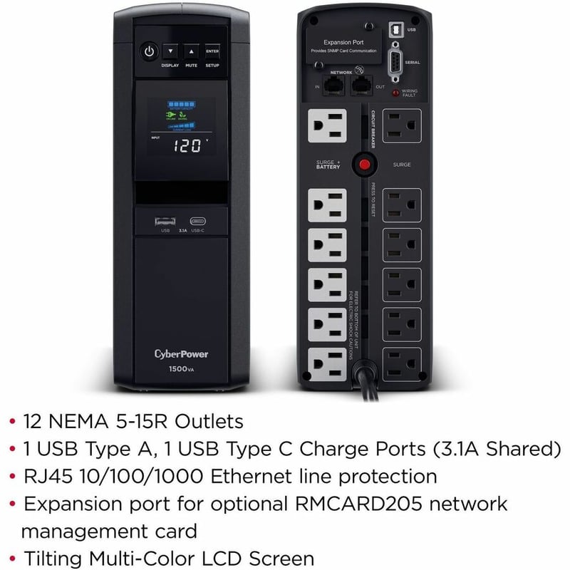 CyberPower CP1500PFCLCDTAA TAA Intelligent Compliant UPS Systems - Thumbnail 3