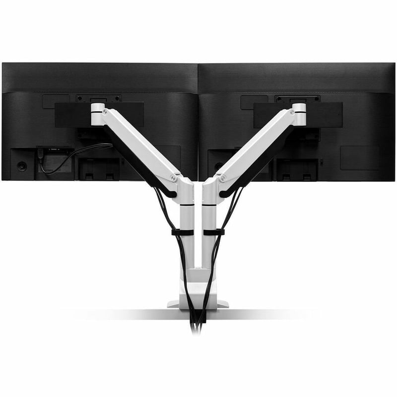 E2 DUAL MONITOR ARM, WHITE, HOLDS 2.2-20 LBS PER MONITOR, UP TO 27IN SCREEN - Thumbnail 3