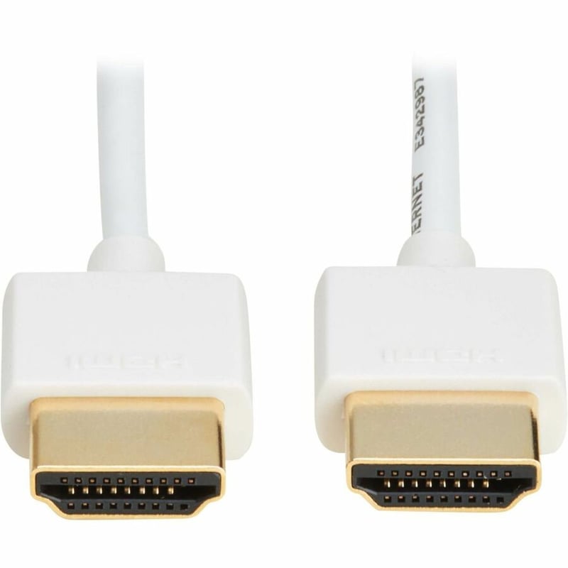 SLIM HDMI CABLE W ETHERNET VIDEO/AUDIO UHD 4K M/M WHITE 10FT - Thumbnail 2