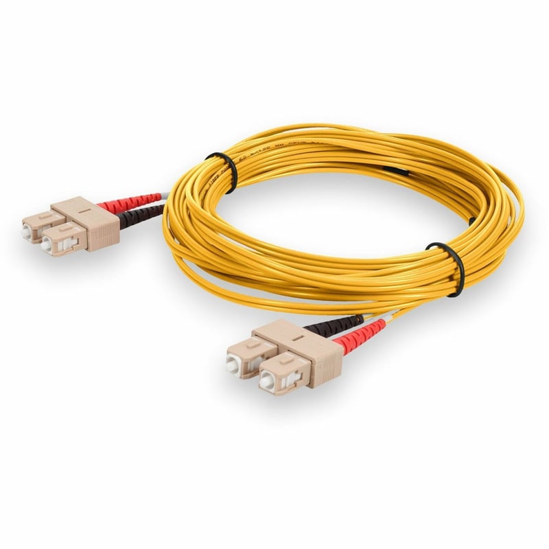 AddOn 10m SC to SC Yellow OM1 Duplex OFNR (Riser-Rated) MMF Fiber Patch Cable - Thumbnail 1