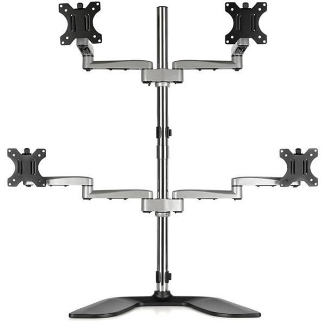 StarTech.com Quad Monitor Stand, Desktop VESA 4 Monitor Arm up to 32" (17.6lb/8kg) Screens, Ergonomic Articulating Pole Mount, Adjustable - Thumbnail 5