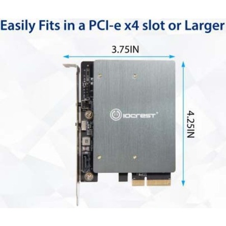 IO Crest M.2 M-key and M.2 B-key SSD RGB Adapter Card with Heatsink 12V ARGB PIN - Thumbnail 5