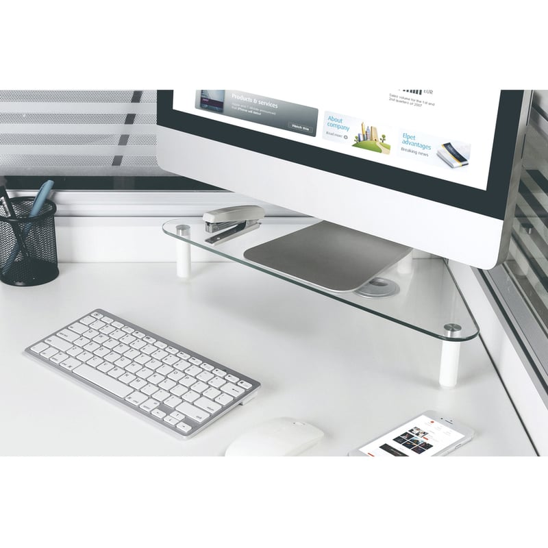 Kantek Glass Top Corner Monitor Riser - Thumbnail 3
