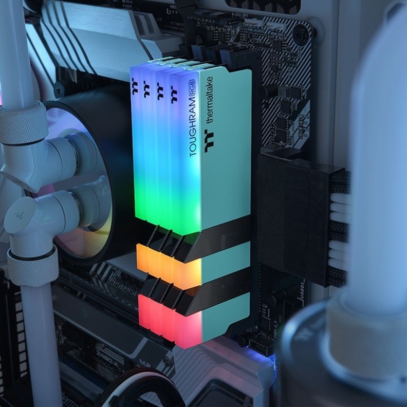 Thermaltake TOUGHRAM RGB Memory DDR4 3600MHz 16GB (8GB x2)-Turquoise - Thumbnail 2