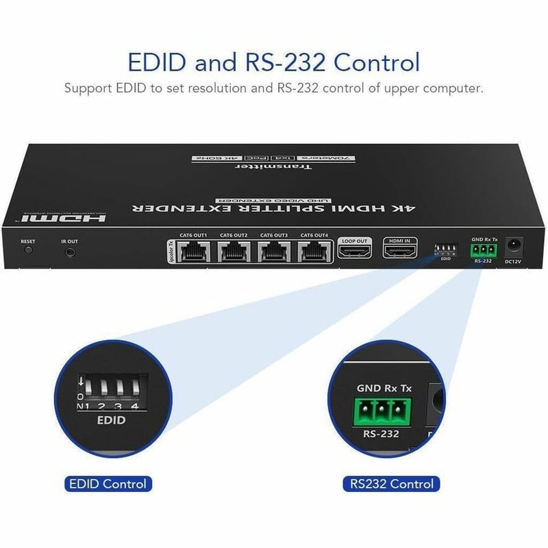 TRUEREACH TR21 4K60HZ 1 X 4 HDMI SPLITTER WITH EXTENDER