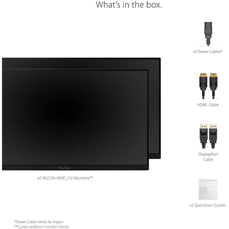 ViewSonic VA2256-MHD_H2 Dual Pack Head-Only 1080p IPS Monitors with Ultra-Thin Bezels, HDMI, DisplayPort and VGA for Home and Office - Thumbnail 3