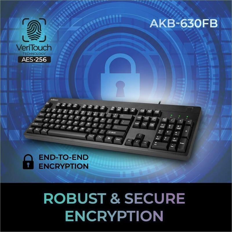 FINGERPRINT KEYBOARD TAA AES 256 ENCRYPTED/ANTIMICROBIAL - Thumbnail 4
