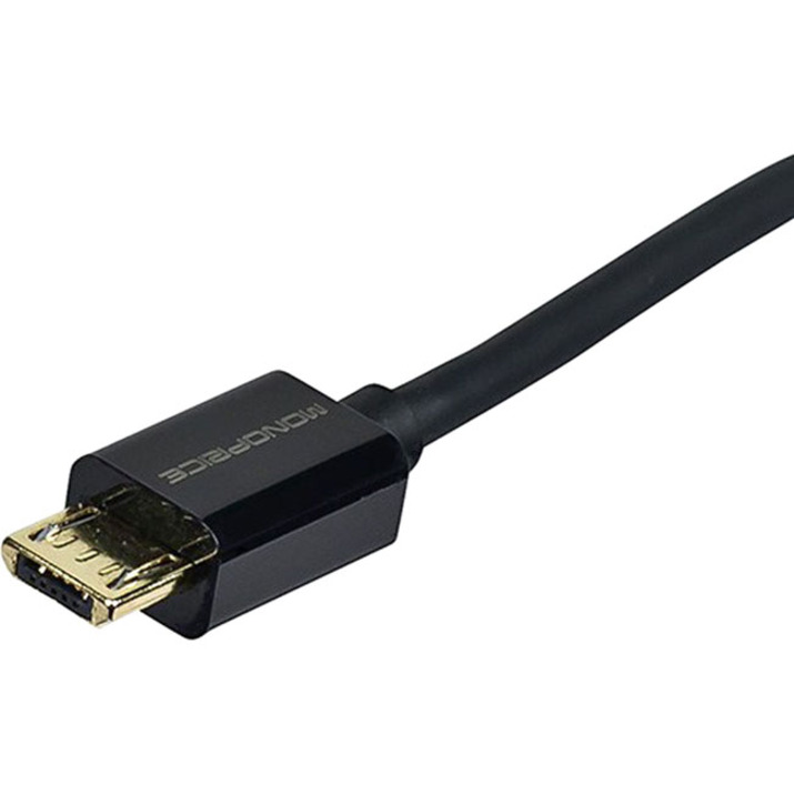 Monoprice Premium USB to Micro USB Charge & Sync Cable 6ft- Black - Thumbnail 4