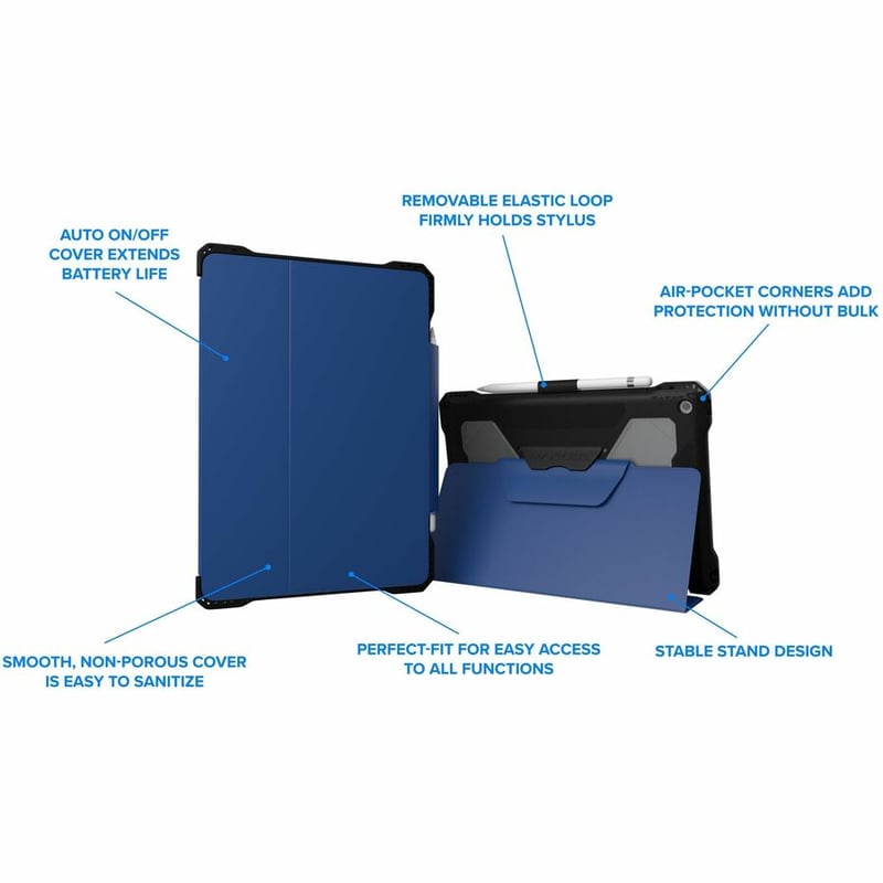 MAXCases Extreme Folio-X2 for iPad 9 (7/8) 10.2" (2021) (New Wipeable Material) (Blue) - Thumbnail 2