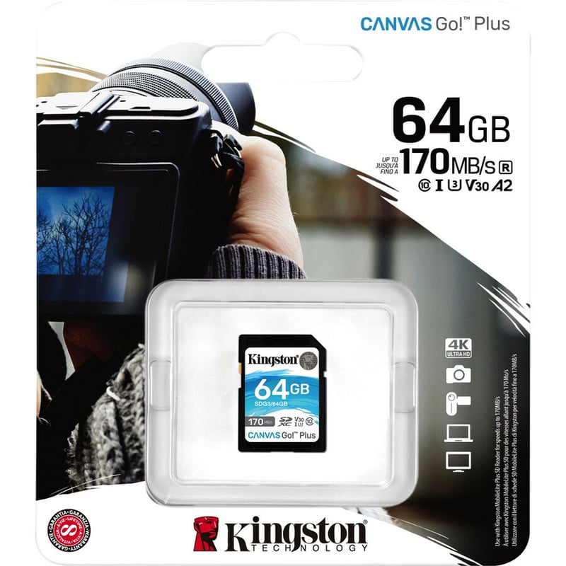 Kingston Canvas Go! Plus SDG3 64 GB Class 10/UHS-I (U3) SDXC - Thumbnail 3
