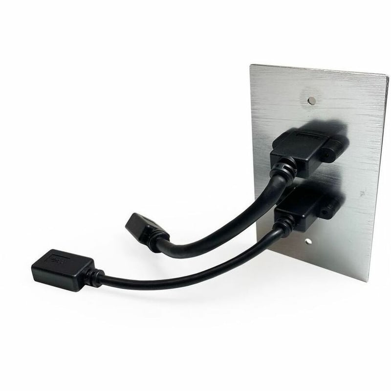 Comprehensive HDMI and USB-A 3.0 Pass-Through Single Gang Aluminum Wall Plate With Pigtail - Thumbnail 2
