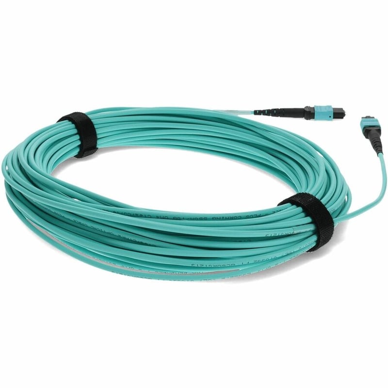 AddOn 25m MPO/UPC (Male) to MPO/UPC (Male) Aqua OM3 OFNR (Riser-Rated) 12-Strand Fiber Patch Cable - Thumbnail 5