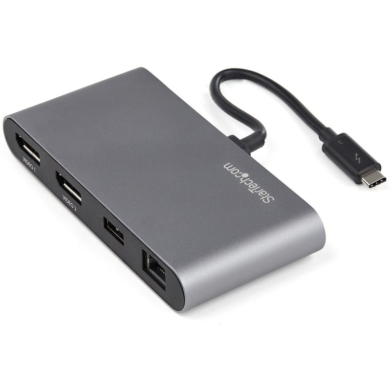 StarTech.com Thunderbolt 3 Mini Dock - Portable Dual Monitor TB3 Docking Station DisplayPort 4K 60Hz - 1x USB-A, GbE - 28cm (11") Cable - Thumbnail 2