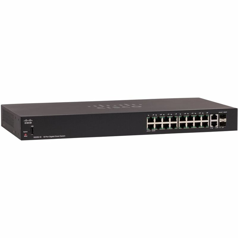 CISCO SG250-18 18-PORT GIGABIT SMART SWITCH REMANUFACTURED - Thumbnail 2