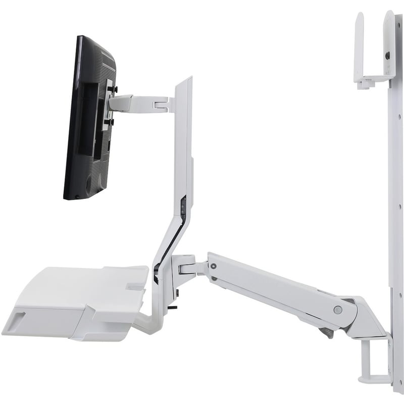 Ergotron StyleView Wall Mount for Keyboard, Monitor, Bar Code Scanner, Mouse, CPU, Wrist Rest, LCD Display - White - Thumbnail 4