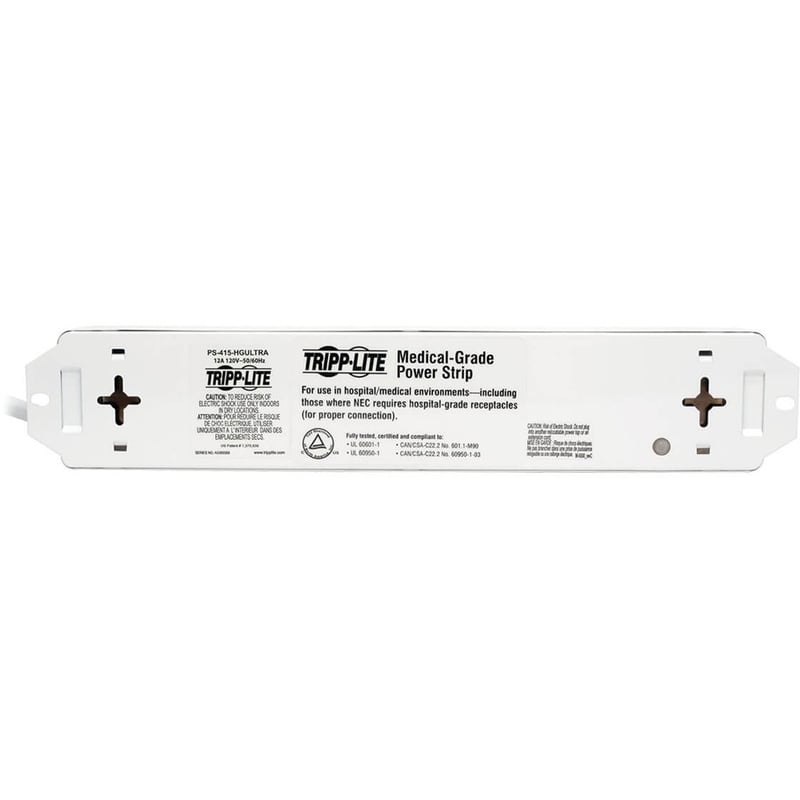 Tripp Lite by Eaton Safe-IT UL 60601-1 Medical-Grade Power Strip for Patient-Care Vicinity 4 15A Hospital-Grade Outlets Safety Covers 15 ft. Cord - Thumbnail 4