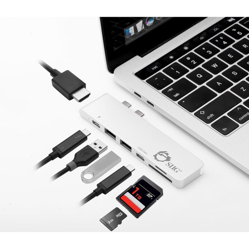 SIIG Thunderbolt 3 USB-C Hub HDMI with Card Reader & PD Adapter - Silver - Thumbnail 4