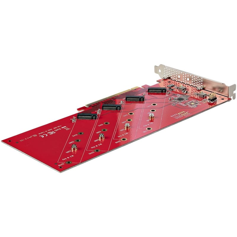StarTech.com Quad M.2 PCIe Adapter Card, x16 Quad NVMe or AHCI M.2 SSD to PCI Express 4.0, Up to 7.8GBps/Drive, For 2242/2260/2280/22110mm PCIe M-Key M2 SSDs, Bifurcation Required - PC/Linux Compatible - Thumbnail 2