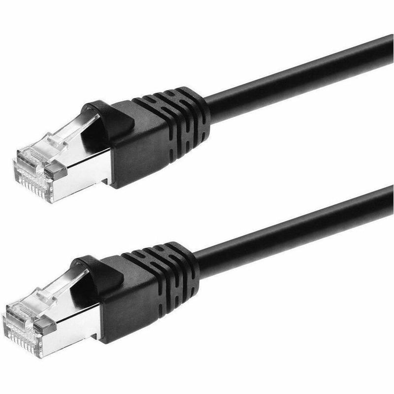MONOPRICE CAT6A 2FT BLACK PATCH CABLE_ DOUBLE SHIELDED (S/FTP)_ 26AWG_ 10G_ PURE - Thumbnail 1
