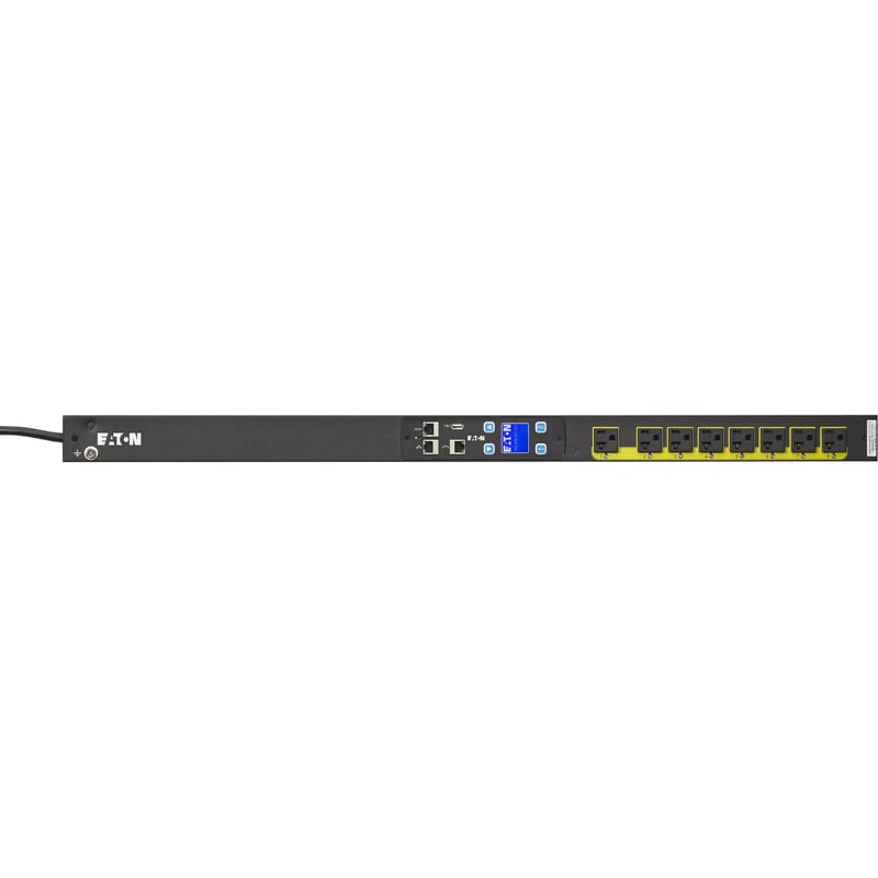 Eaton Managed rack PDU, 0U, 5-20P, L5-20P input, 1.92 kW max, 120V, 16A, 10 ft cord, Single-phase, Outlets: (8) 5-20R - TAA compliant - Thumbnail 1